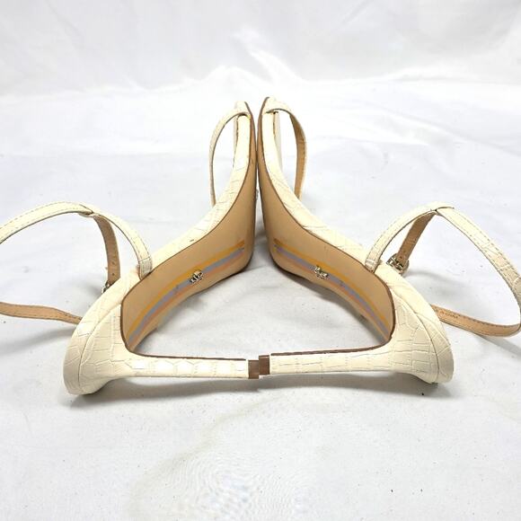 Sam Edelman Dara Croc Embossed Print Sandals Ivory Size 9.5 - Picture 14 of 16